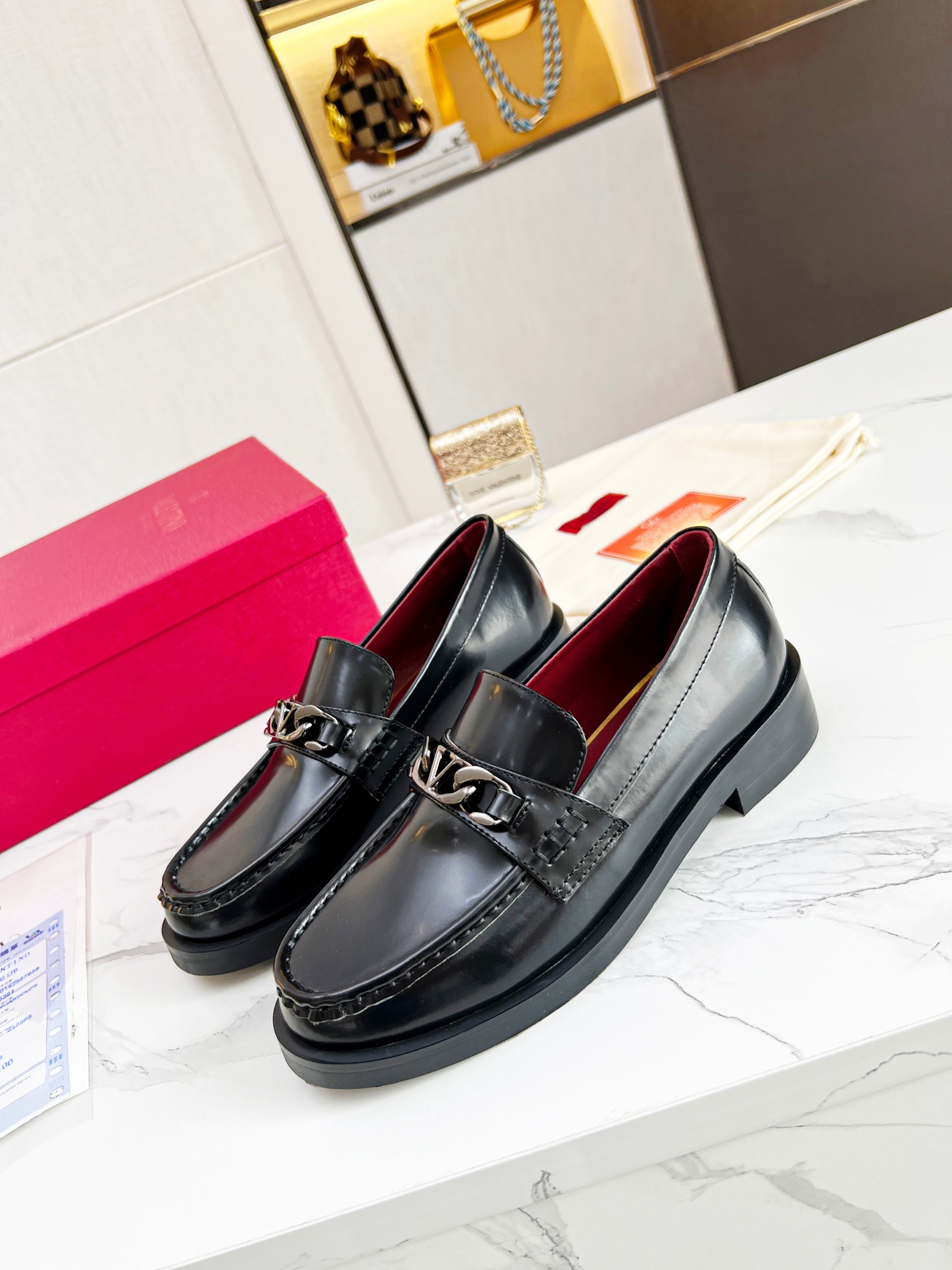 Valentino Vlogo Chain Calfskin Loafer-0004