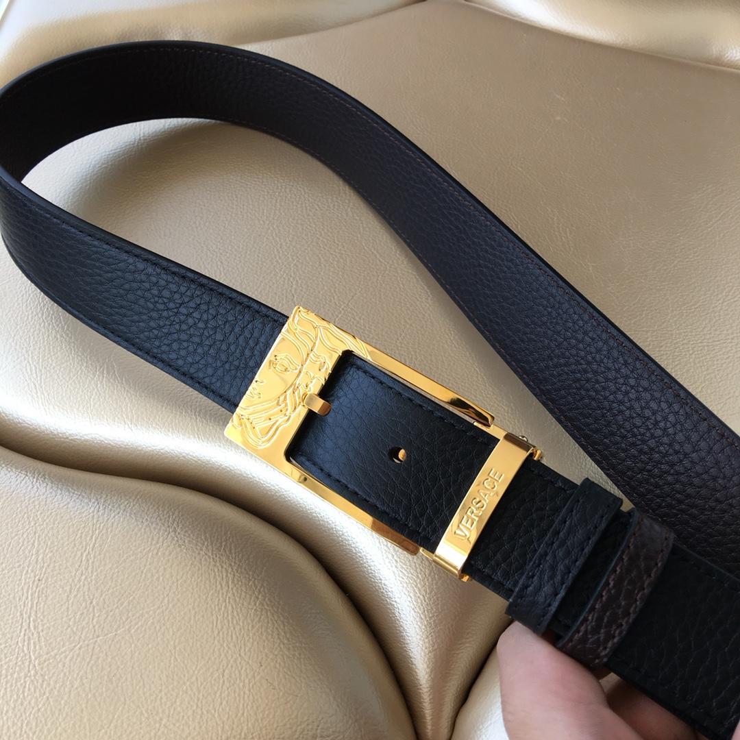 Versace Men Leather Belt With Gold Buckle 011