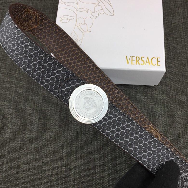 Versace Men Reversible Leather Belt With Gold Buckle 013