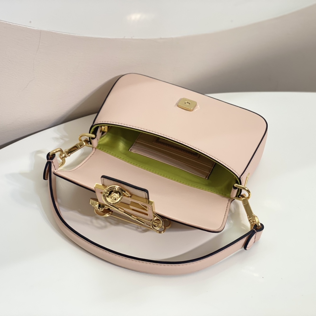 Versace by Fendi Brooch Mini Baguette Fendace Pink Leather Bag