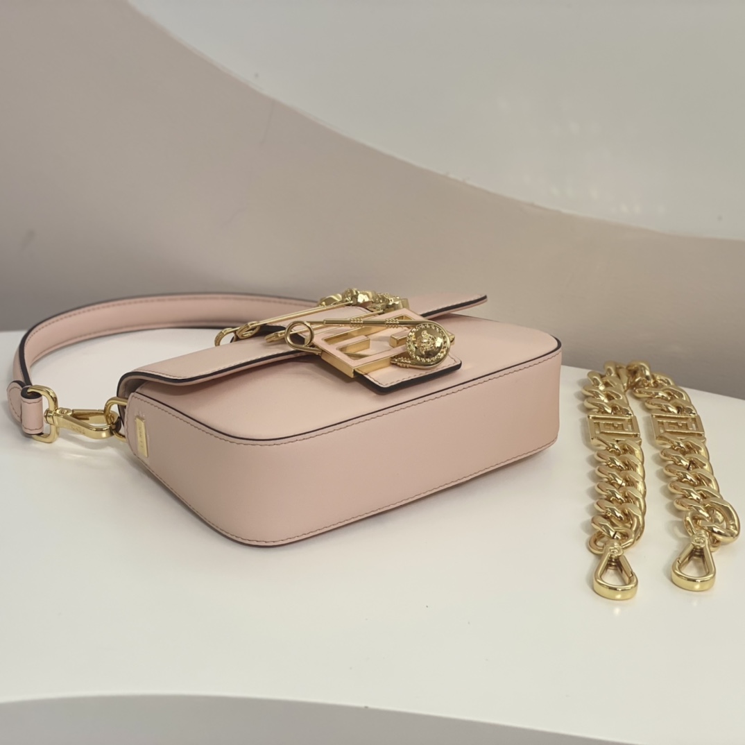 Versace by Fendi Brooch Mini Baguette Fendace Pink Leather Bag