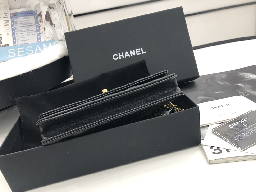 Vintage Chanel AP1450 Wallet on Chain Black Leather With Gold-Tone Metal Ball Price Online Replica