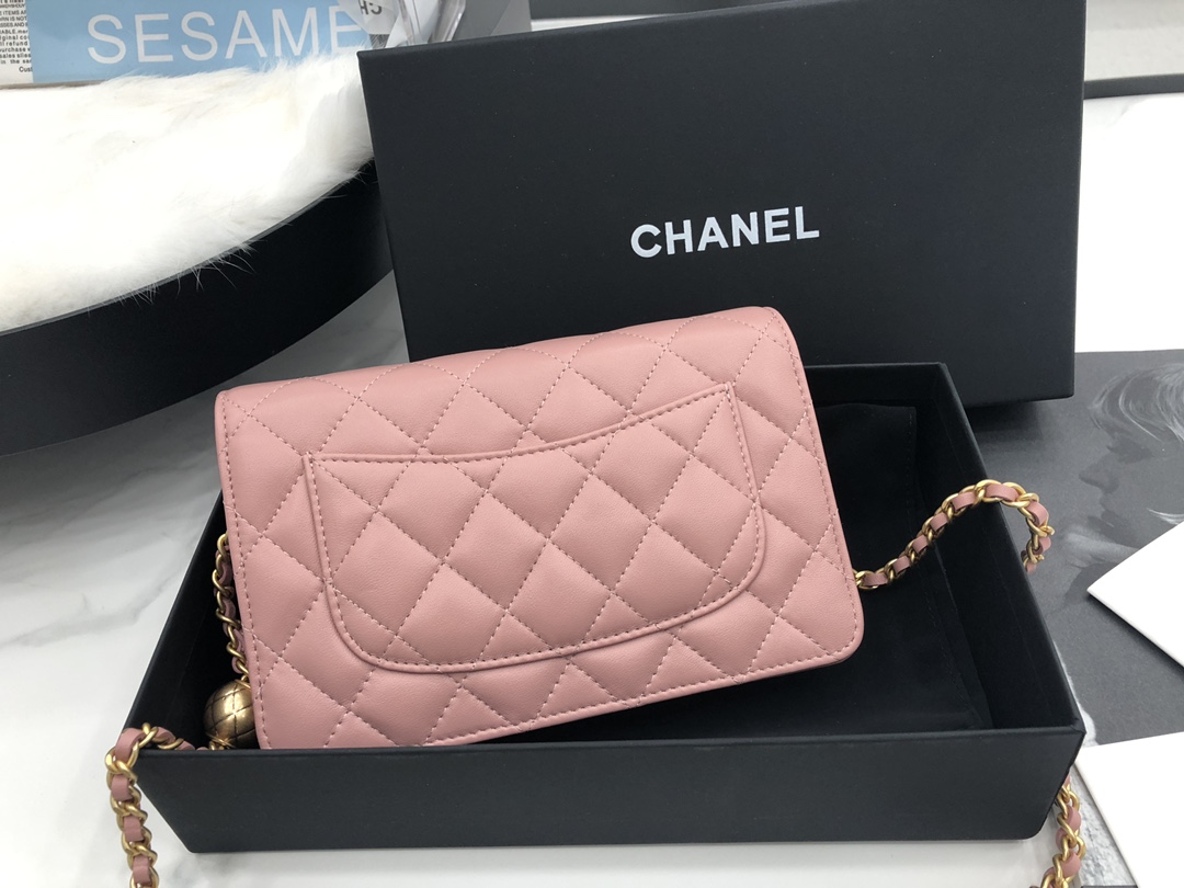 Vintage Chanel AP1450 Wallet on Chain Pink Leather With Gold-Tone Metal Ball Price Online Replica