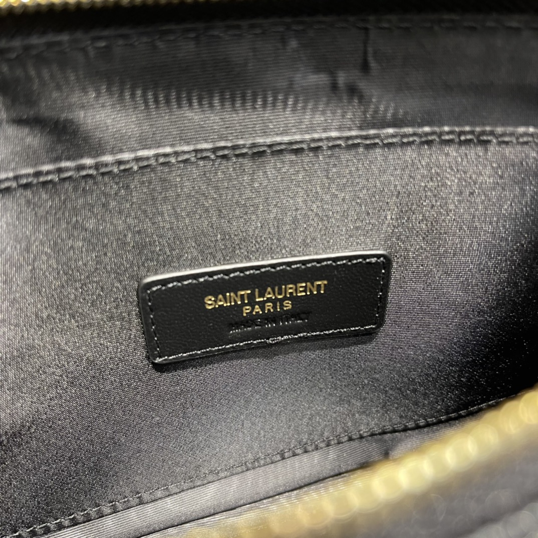 YSL Leather Monogram Pouch Wallet With Gold Logo