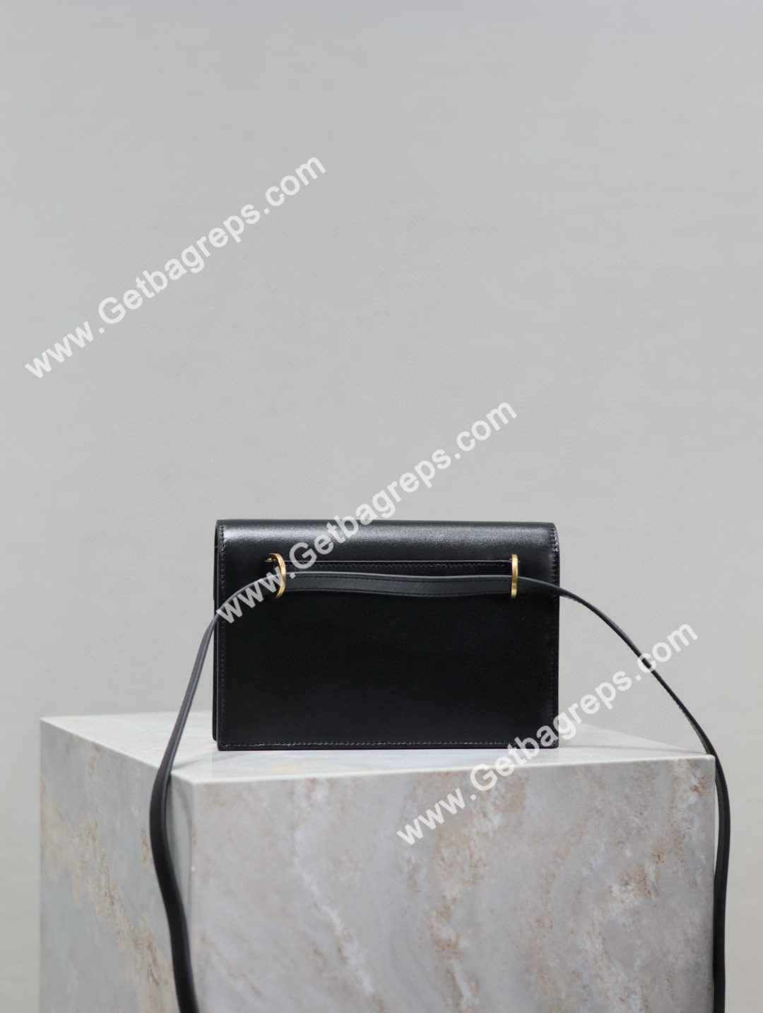 YSL Monogram Large Wallet on Chain in Leather Black
