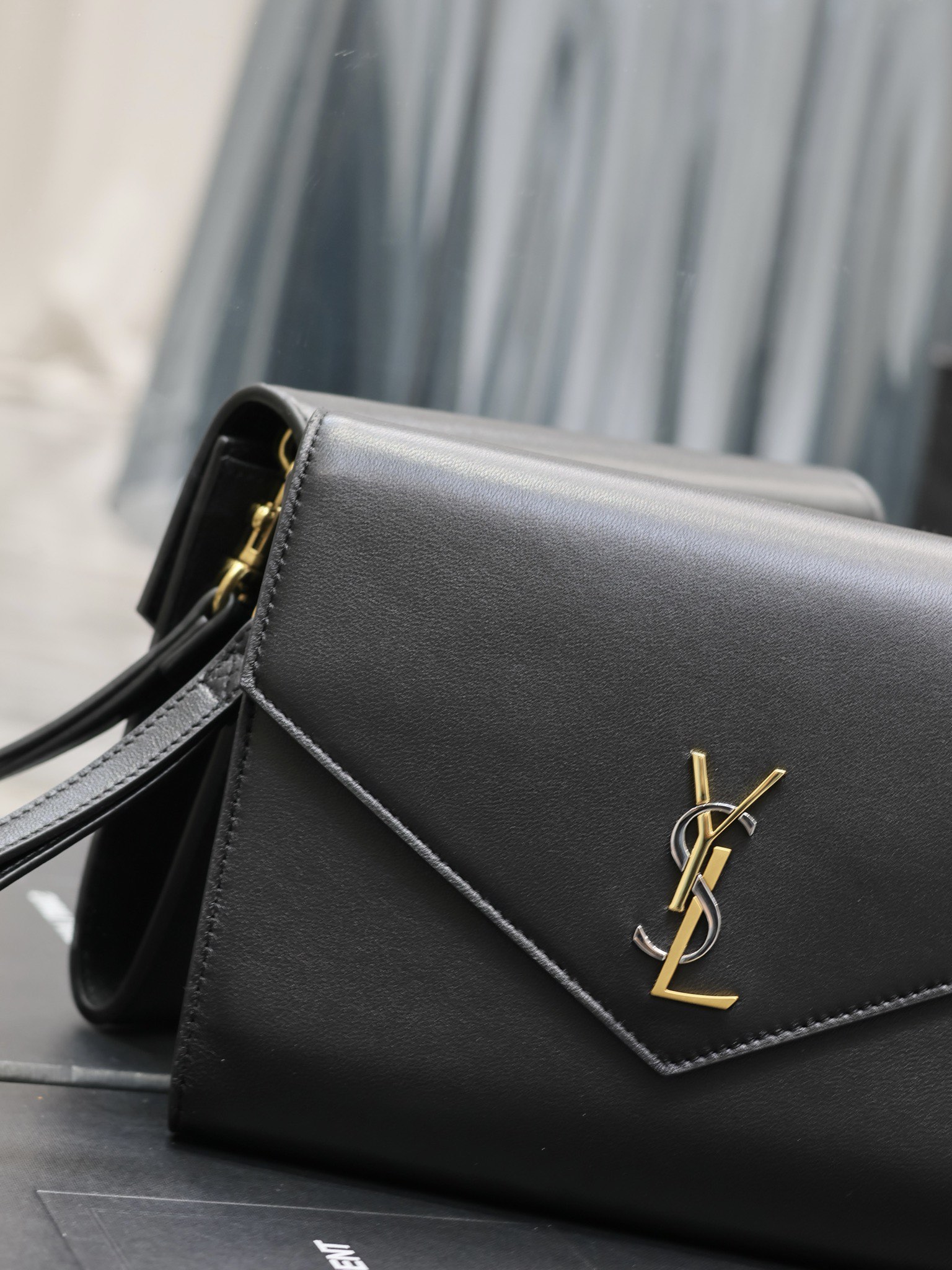 YSL Monogram Leather Hand Bag Black