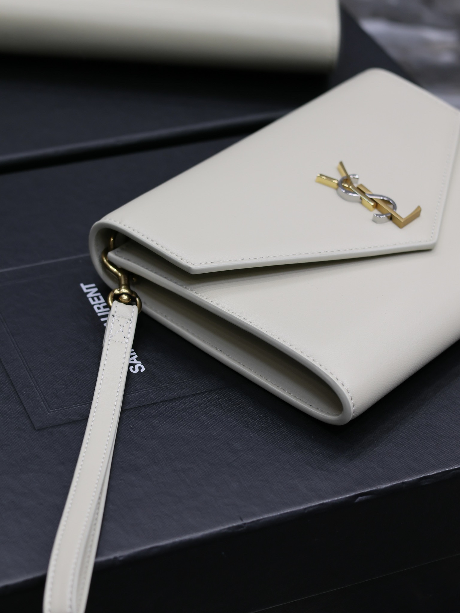 YSL Monogram Leather Hand Bag White