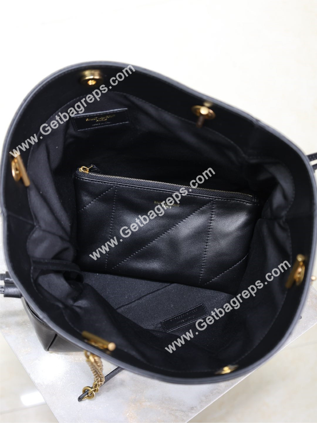Yves Saint Laurent 833948 Small JAMIE SHOPPING in lambskin Black