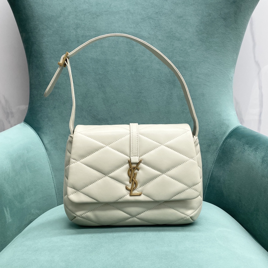 Yves Saint Laurent Le 57 Hobo Bag in Quilted Lambskin White