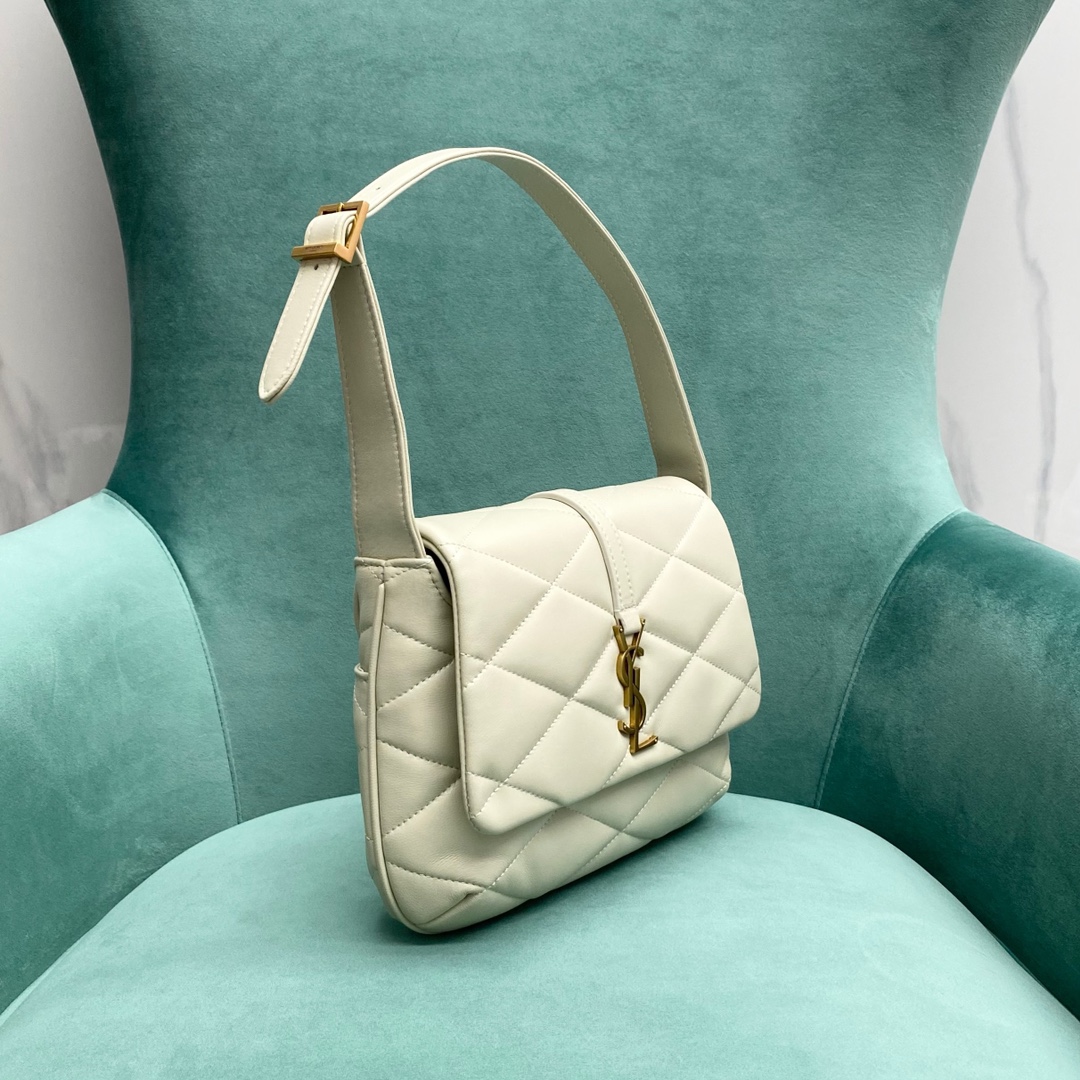 Yves Saint Laurent Le 57 Hobo Bag in Quilted Lambskin White