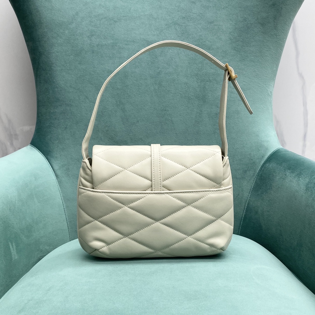 Yves Saint Laurent Le 57 Hobo Bag in Quilted Lambskin White