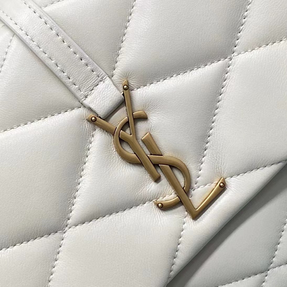 Yves Saint Laurent Le 57 Hobo Bag in Quilted Lambskin White