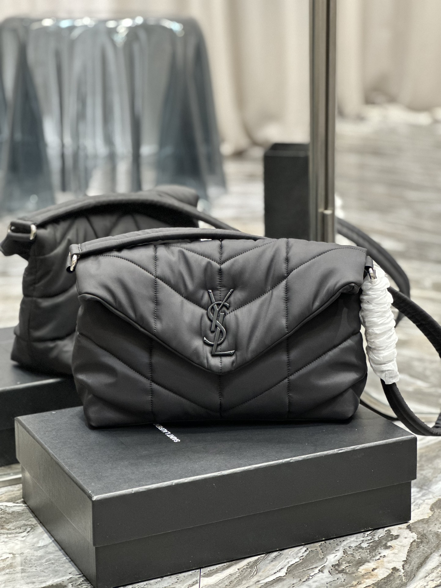 Yves Saint Laurent LouLou Puffer Messenger Bag In Econyl Regenerated Nylon