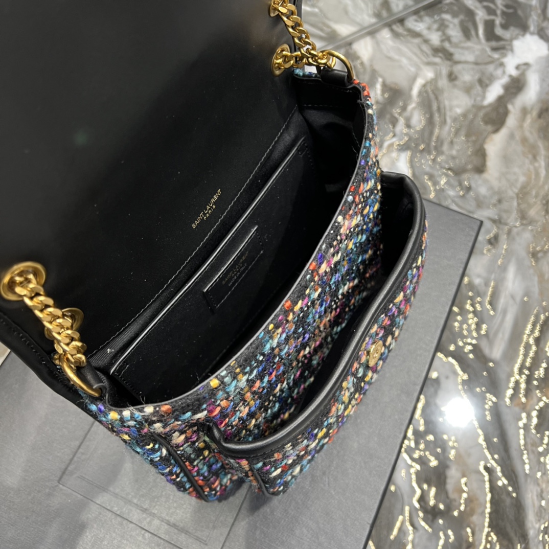 Yves Saint Laurent NIKI Baby Chain Bag In Multicolor Raffia 22cm