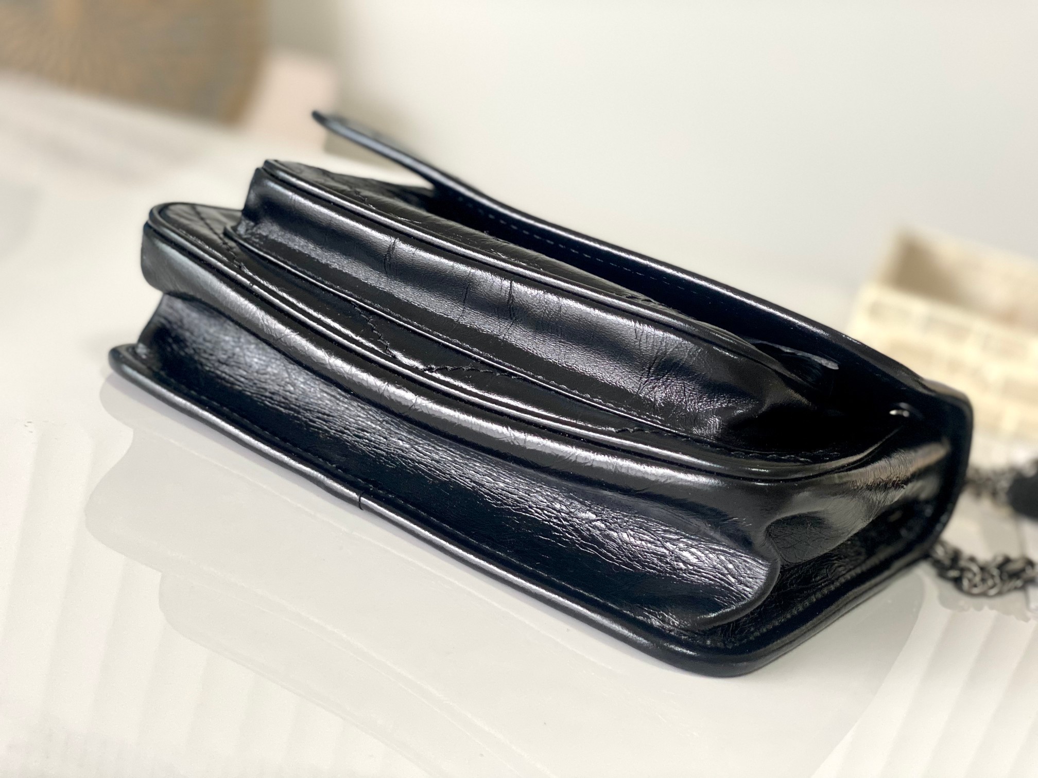 Yves Saint Laurent New Small Niki In Vintage Leather 
