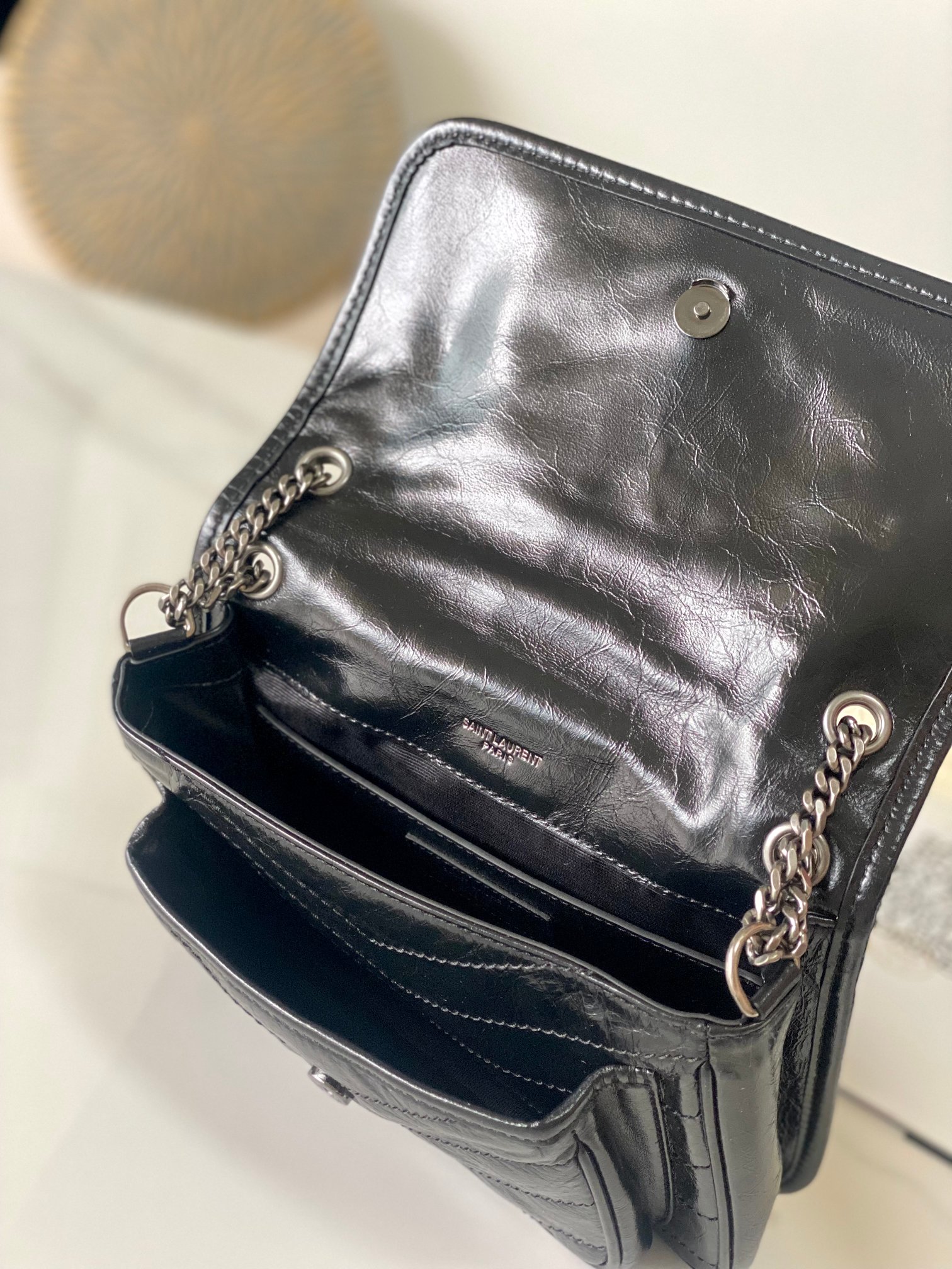 Yves Saint Laurent New Small Niki In Vintage Leather 