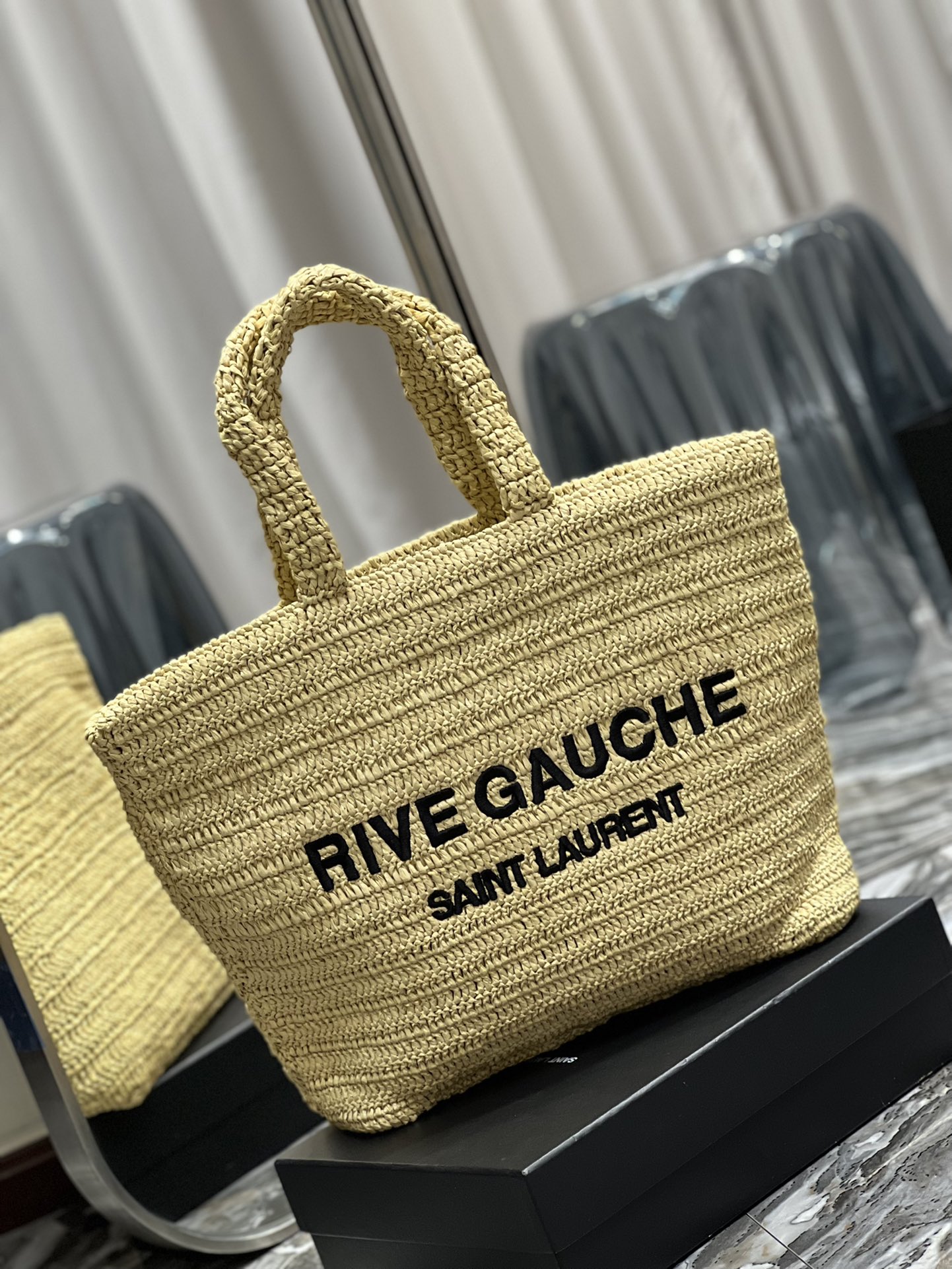 Yves Saint Laurent Rive Gauche Tote In Raffin Naturel