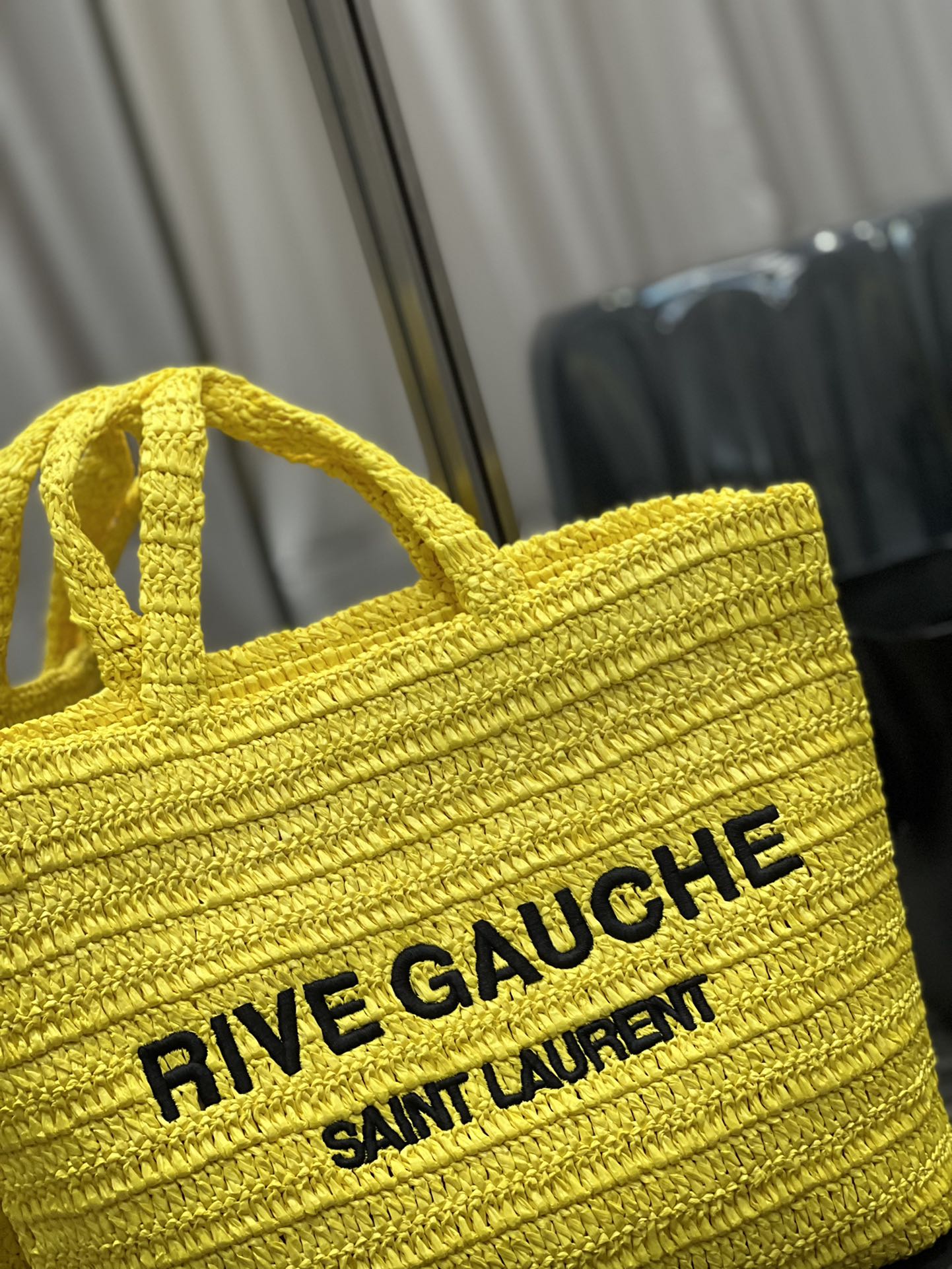 Yves Saint Laurent Rive Gauche Tote In Raffin Yellow