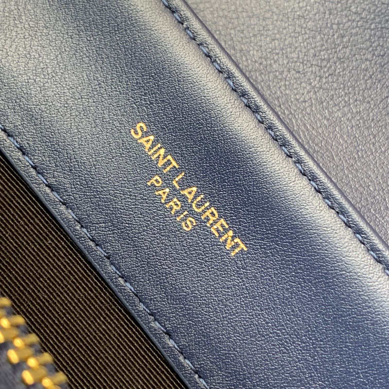 Yves Saint Laurent Small LouLou In Quilted Leather Blue With Gold Chain 25cm