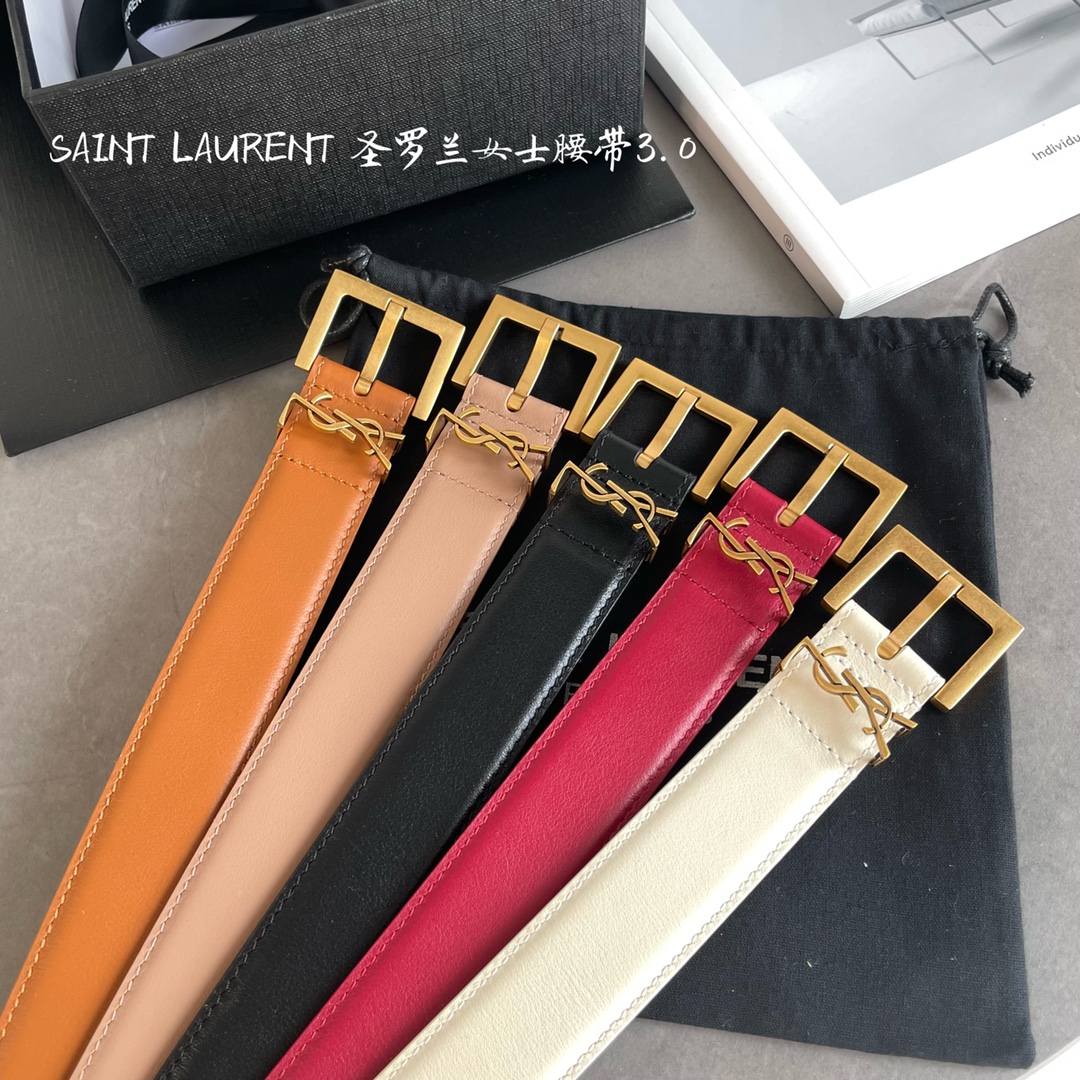 Yves Saint Laurent Women Leather Belts Width 3cm 0007