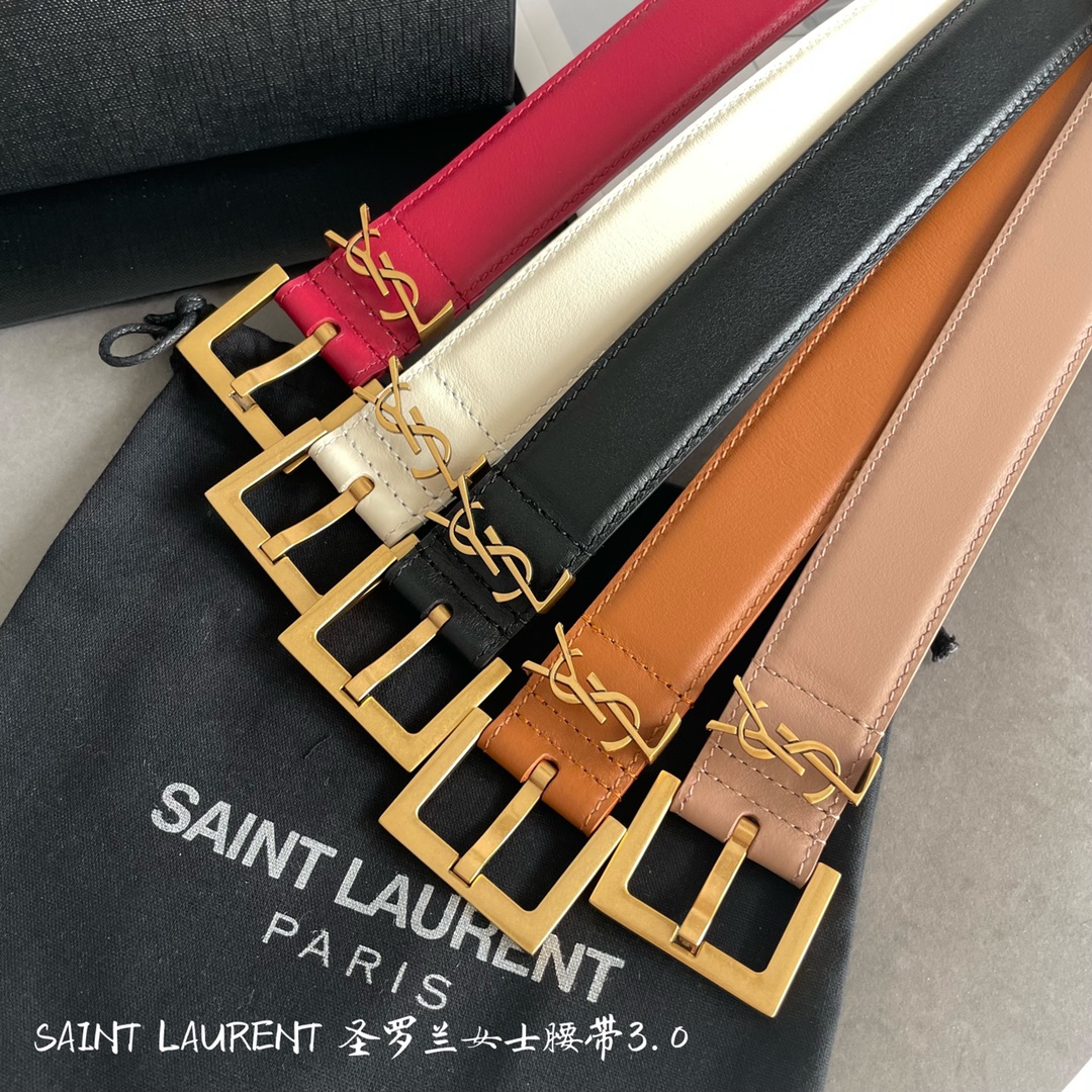 Yves Saint Laurent Women Leather Belts Width 3cm 0008